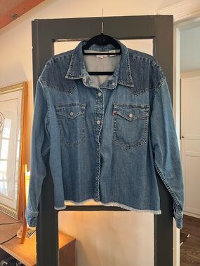Levi's Blue Denim Shirt Jacket with Red Tab Detail